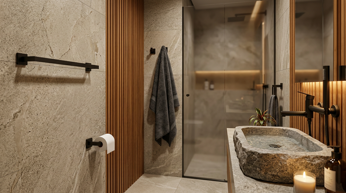 Inox 304 Preto Fosco: Elegância Atemporal no Banheiro