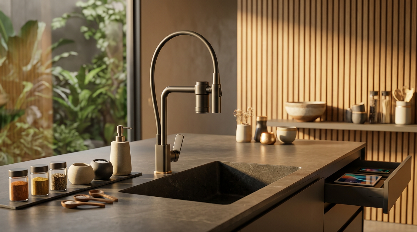 Fluxo Refinado: Design Monocomando e Água Pura na Sua Cozinha