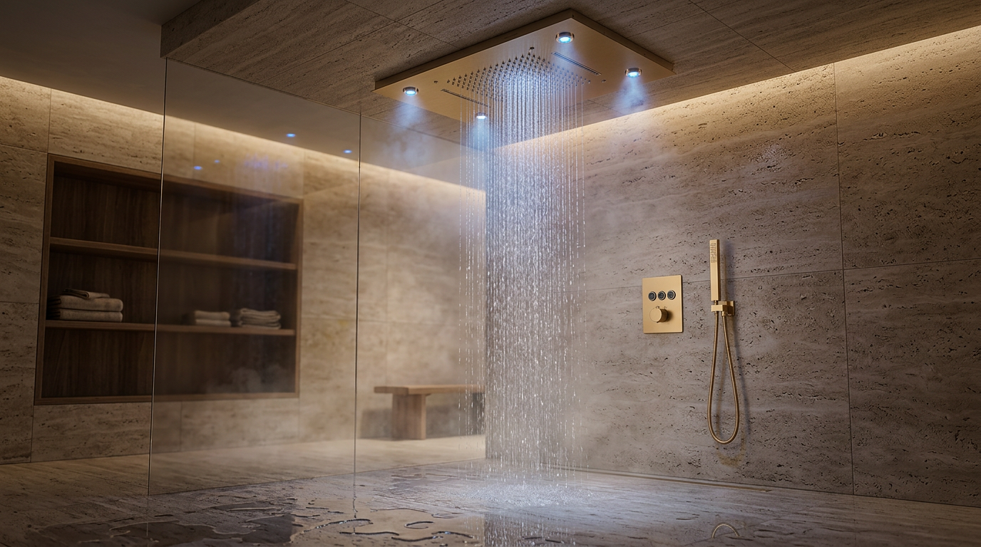 Ducha Pluvora SPA™: Luxo Atemporal no Teto do Banheiro